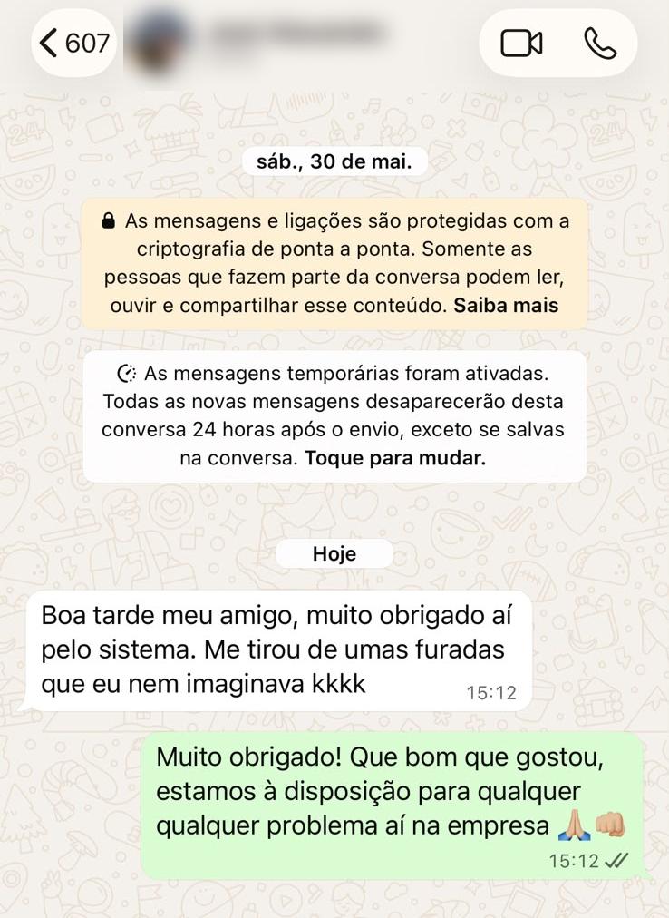 Mensagem de undefined no WhatsApp: Boa tarde meu amigo, muito obrigado aí pelo sistema. Me tirou de umas furadas que eu nem imaginava kkkk